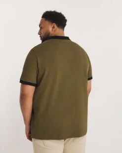 Zip Neck Pique Polo Long| Khaki -Wear Lusty Sales Store y08to274735w