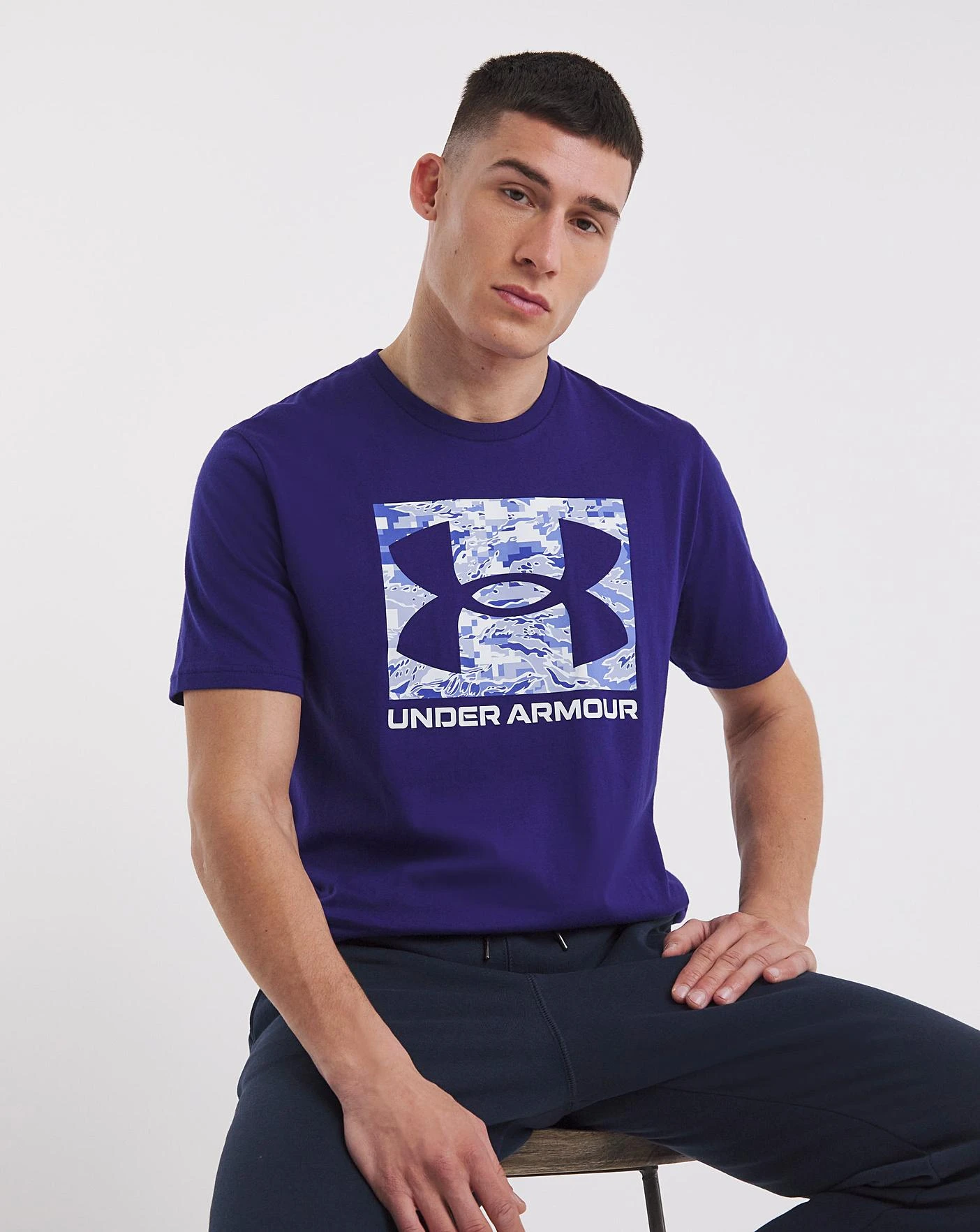 Under Armour Camo Boxed Logo Tee| Blue 1 Under Armour Camo Boxed Logo Tee| Blue