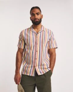 Revere Collar Stripe Shirt| Multi