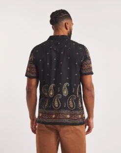 Short Sleeve Paisley Border Shirt| Black -Wear Lusty Sales Store y08vm201728w