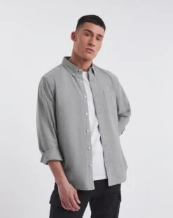 Long Sleeve Oxford Shirt| Charcoal