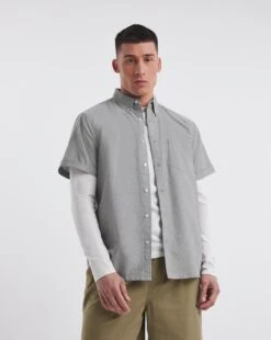 Short Sleeve Oxford Shirt| Charcoal -Wear Lusty Sales Store y08vm399705w