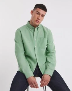 Long Sleeve Oxford Shirt| Green