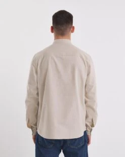 Long Sleeve Grandad Oxford Shirt| Light Beige -Wear Lusty Sales Store y08vm473735w