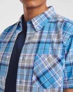 Short Sleeve Oxford Check| Blue Check -Wear Lusty Sales Store y08vm491736w