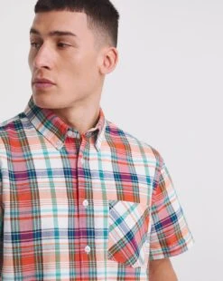 Short Sleeve Oxford Check Shirt| Multi Coloured Check -Wear Lusty Sales Store y08vm497735w