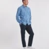Long Sleeve Gingham Shirt| Cobalt