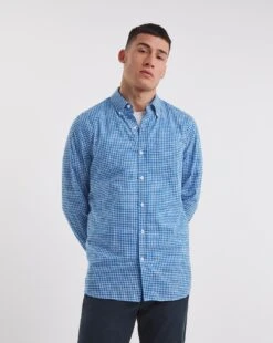 Long Sleeve Gingham Shirt| Cobalt -Wear Lusty Sales Store y08vm552736w