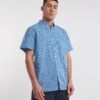 Short Sleeve Gingham Shirt| Cobalt