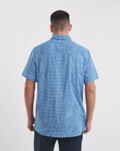 Short Sleeve Gingham Shirt| Cobalt -Wear Lusty Sales Store y08vm558738w