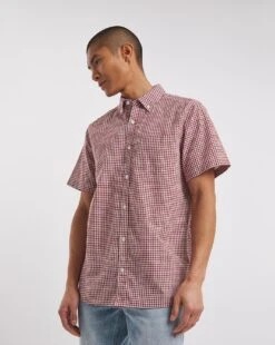 Short Sleeve Gingham Shirt| Rust