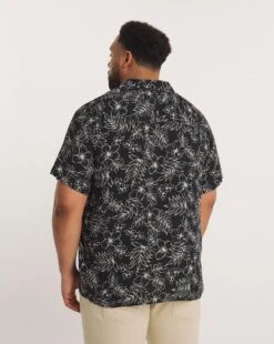 Short Sleeve Ecovero Leaf Print Shirt| Black -Wear Lusty Sales Store y08vm571731w