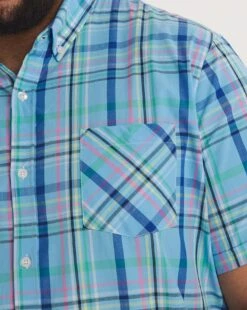 Short Sleeve Cotton Check Shirt| Blue Check -Wear Lusty Sales Store y08vm584741w