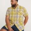 Short Sleeve Cotton Check Shirt| Yellow