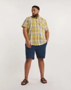 Short Sleeve Cotton Check Shirt| Yellow -Wear Lusty Sales Store y08vm586741w