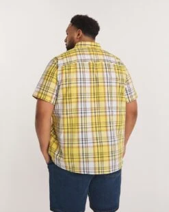 Short Sleeve Cotton Check Shirt| Yellow -Wear Lusty Sales Store y08vm586742w
