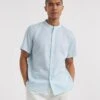 SS Grandad Linen Blend Shirt| Light Blue