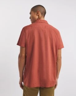 Short Sleeve Double Pocket Revere Collar Linen Blend Shirt| Brown -Wear Lusty Sales Store y08vm620738w