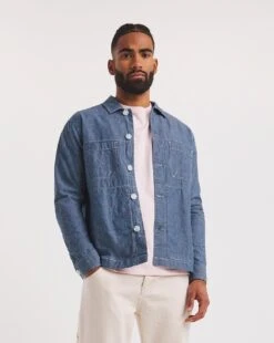 Denim Chambray Shacket| Blue