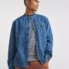 Grandad Denim Overshirt| Stonewash
