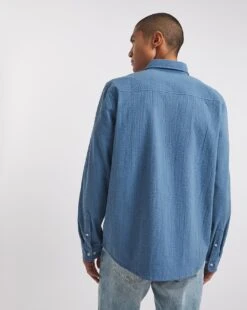 Long Sleeve Textured Shirt| Dark Blue -Wear Lusty Sales Store y08vm665737w