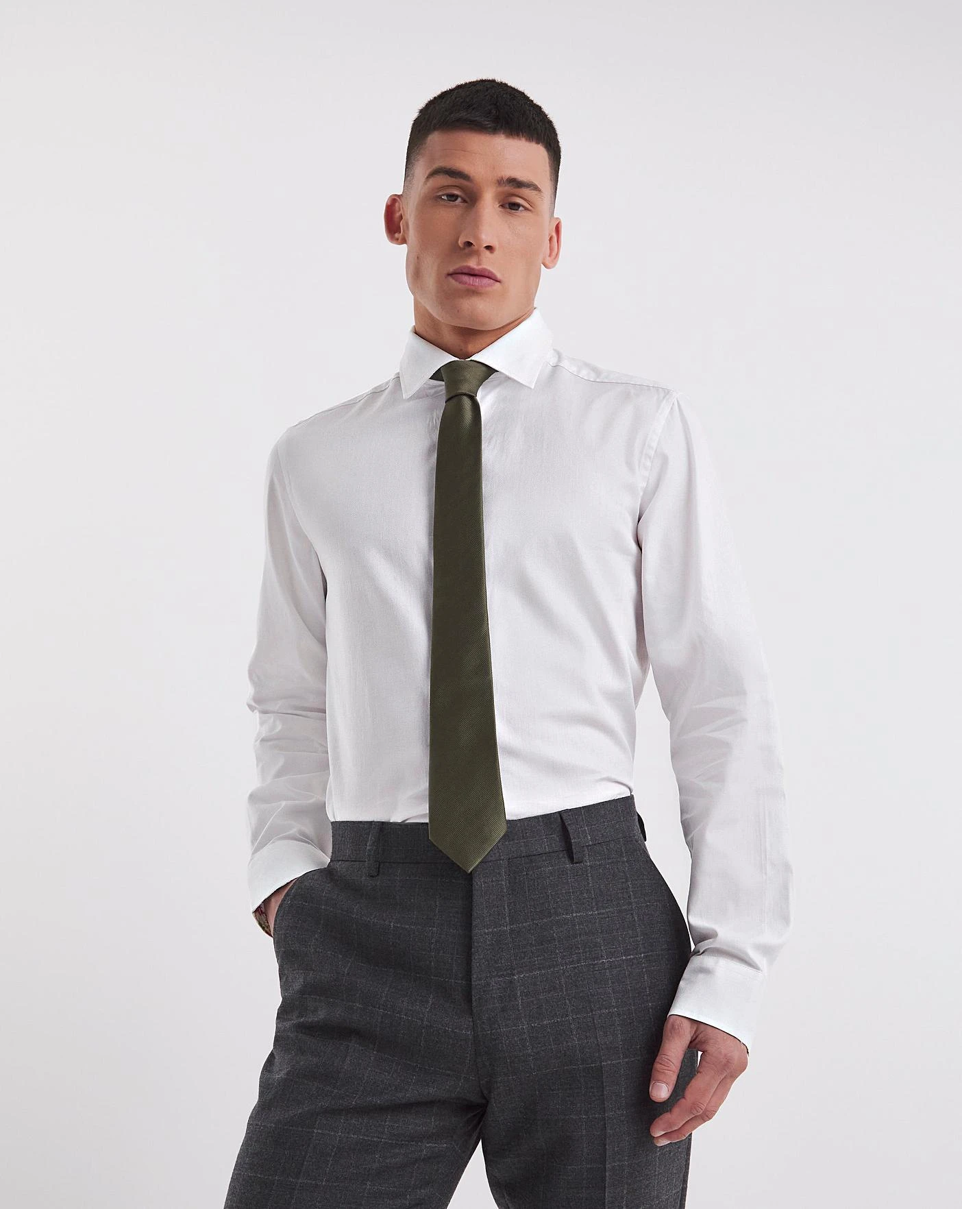 William Hunt Herringbone Formal Shirt| White 1 William Hunt Herringbone Formal Shirt| White