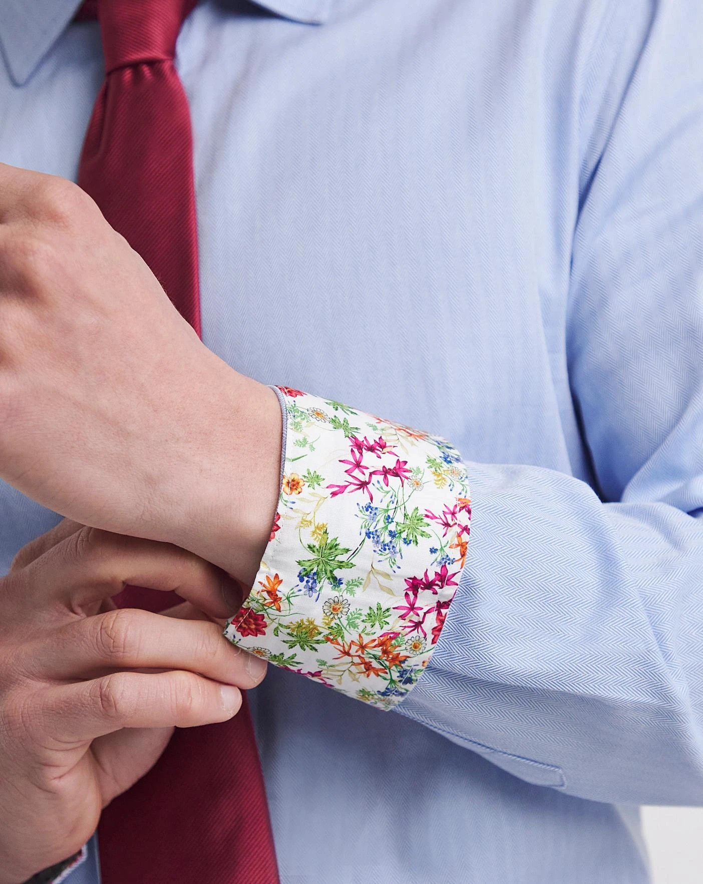 William Hunt Herringbone Formal Shirt| Blue 4 William Hunt Herringbone Formal Shirt| Blue - Image 4