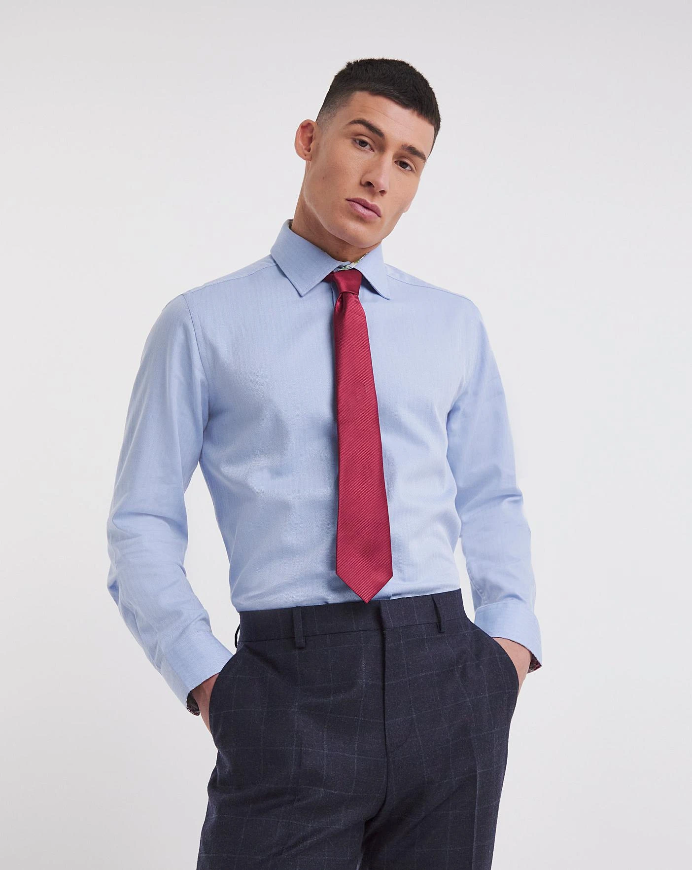 William Hunt Herringbone Formal Shirt| Blue 1 William Hunt Herringbone Formal Shirt| Blue