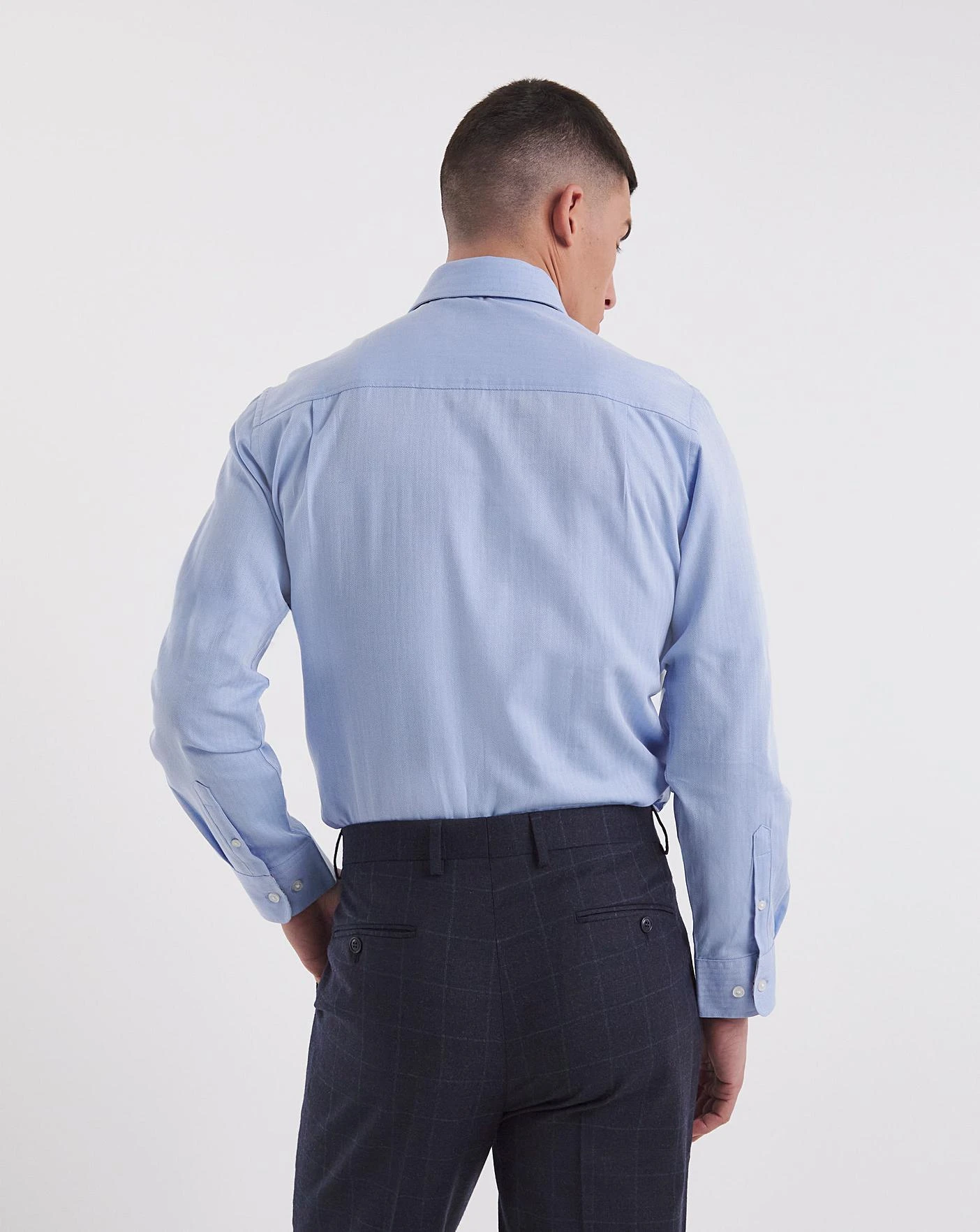 William Hunt Herringbone Formal Shirt| Blue 3 William Hunt Herringbone Formal Shirt| Blue - Image 3