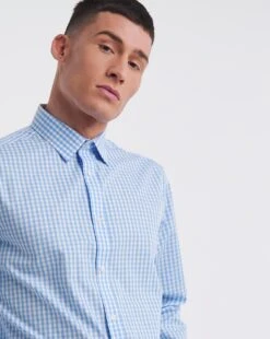 Jacamo Premium Formal Gingham Shirt| Blue 6 Jacamo Premium Formal Gingham Shirt| Blue -Wear Lusty Sales Store y08vm814721w
