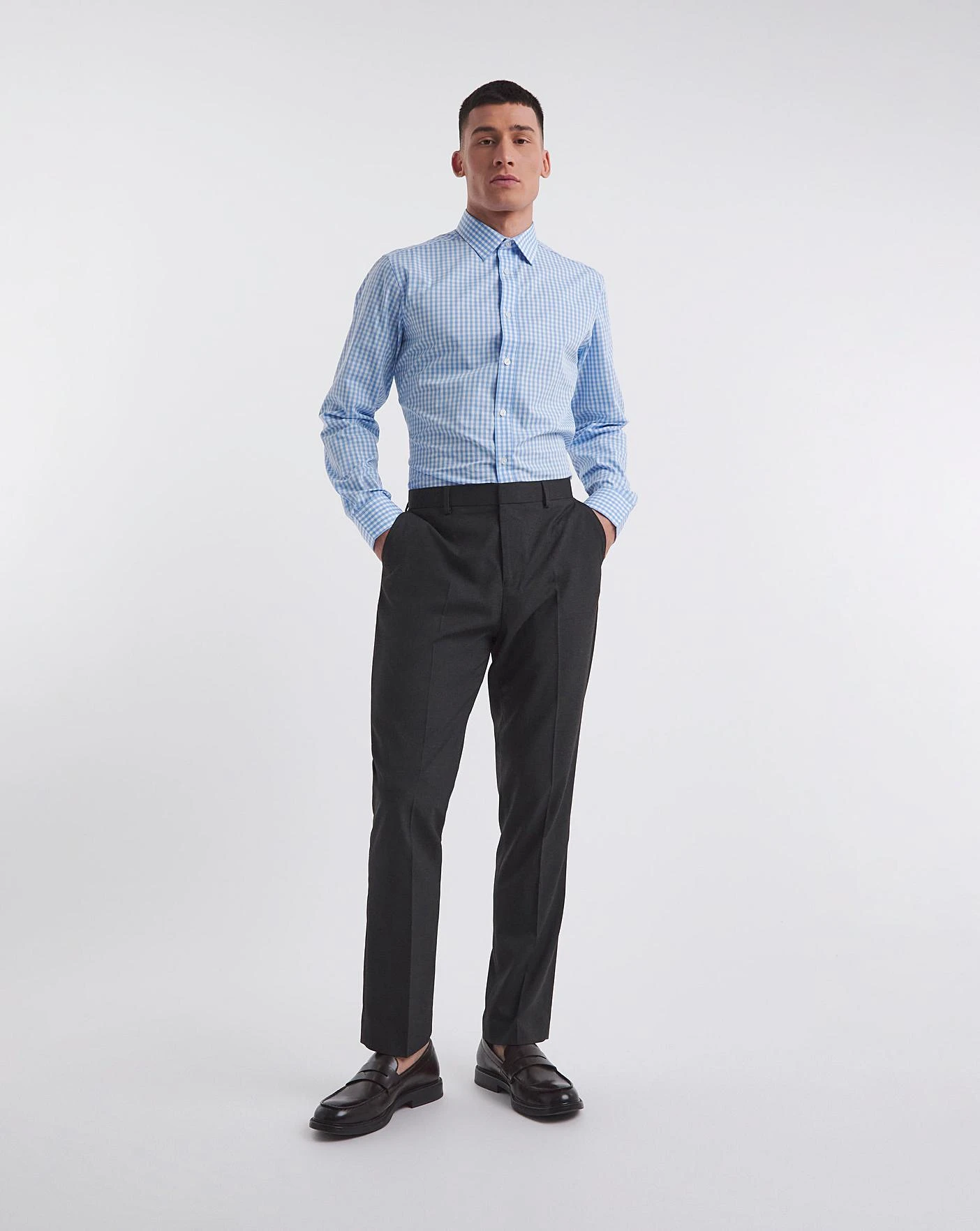 Jacamo Premium Formal Gingham Shirt| Blue 4 Jacamo Premium Formal Gingham Shirt| Blue - Image 4