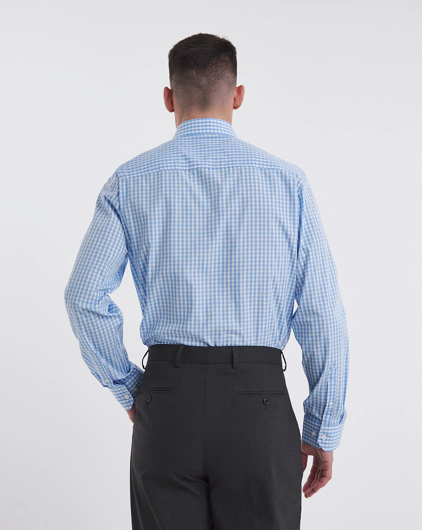 Jacamo Premium Formal Gingham Shirt| Blue 2 Jacamo Premium Formal Gingham Shirt| Blue - Image 2