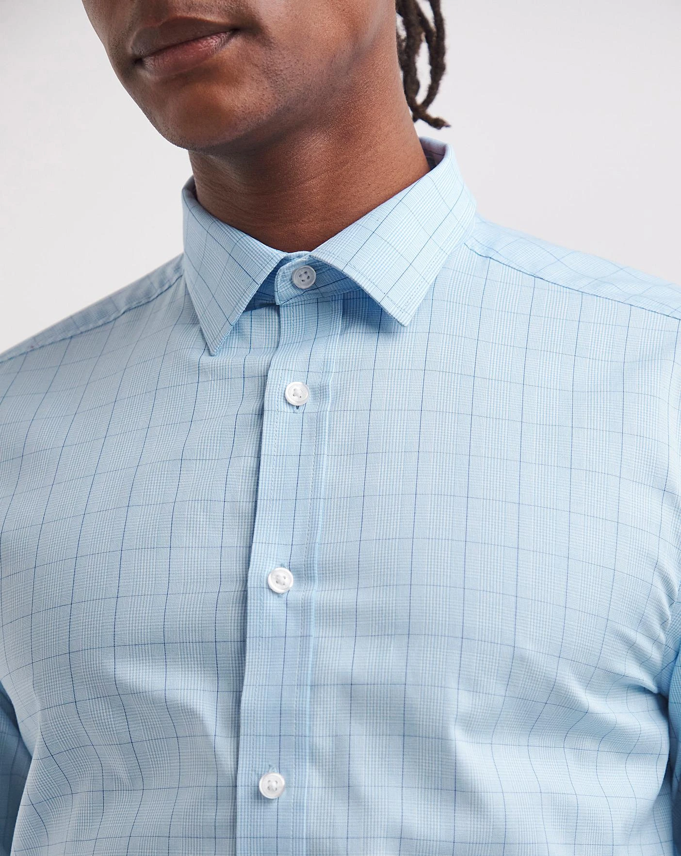 Jacamo Premium Prince Of Wales Shirt| Blue 4 Jacamo Premium Prince Of Wales Shirt| Blue - Image 4