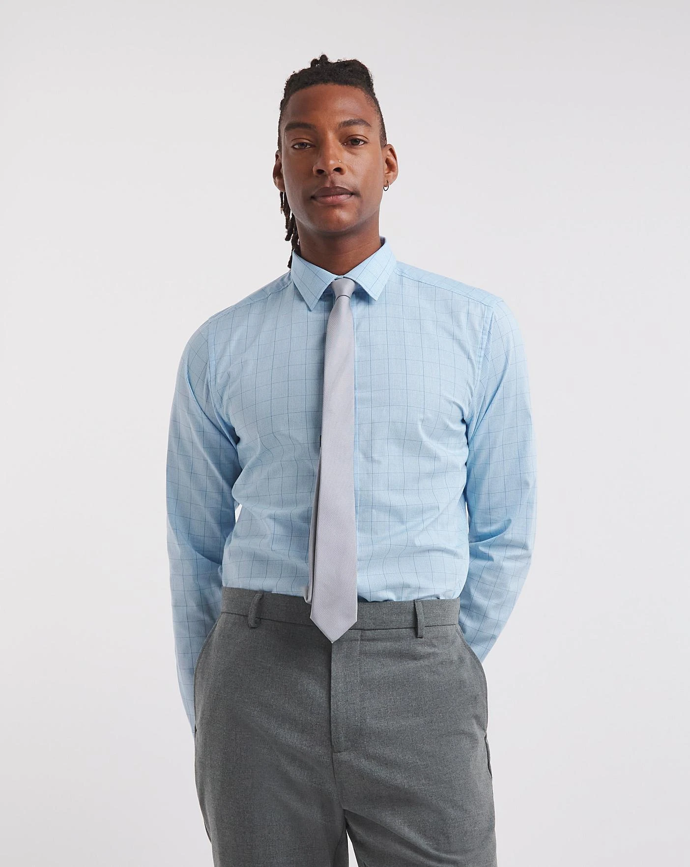 Jacamo Premium Prince Of Wales Shirt| Blue 1 Jacamo Premium Prince Of Wales Shirt| Blue