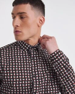 Jacamo Premium Formal Geo Print Shirt| Black -Wear Lusty Sales Store y08vm831738w