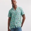 Short Sleeve Revere Collar Tequilla Shirt| Blue