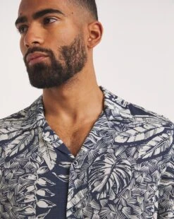 Short Sleeve Ecovero Palm Print Shirt| Navy -Wear Lusty Sales Store y08vm940726w