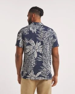 Short Sleeve Ecovero Palm Print Shirt| Navy -Wear Lusty Sales Store y08vm940727w