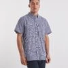 Short Sleeve Gingham Shirt| Navy