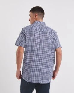 Short Sleeve Gingham Shirt| Navy -Wear Lusty Sales Store y08vm977738w