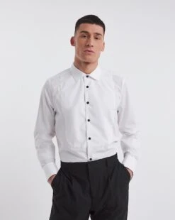 White Cotton Poplin Dinner Shirt| White
