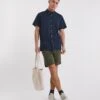 Short Sleeve Linen Shirt| Navy