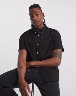 Short Sleeve Oxford Shirt| Black