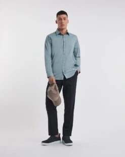 Steel Blue Long Sleeve Button Down Poplin Shirt| Steel Blue -Wear Lusty Sales Store y08wv480738w