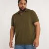 Khaki Revere Collar Short Sleeve Knitted Polo| Khaki