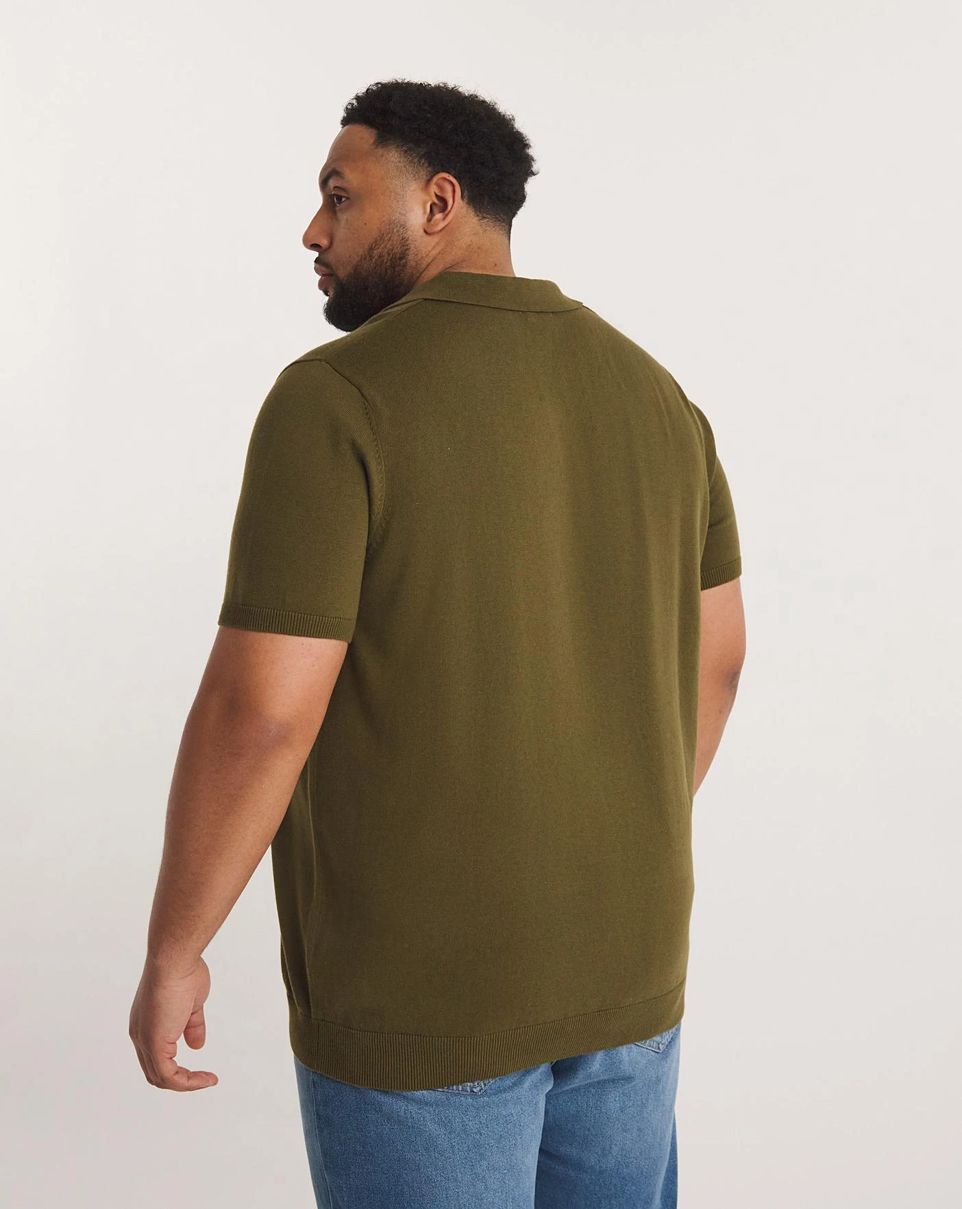 Khaki Revere Collar Short Sleeve Knitted Polo| Khaki 4 Khaki Revere Collar Short Sleeve Knitted Polo| Khaki - Image 4
