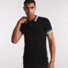 Black Knitted Tipped Polo| Black