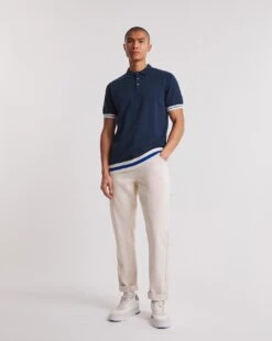 Navy Textured Rib Polo| Navy