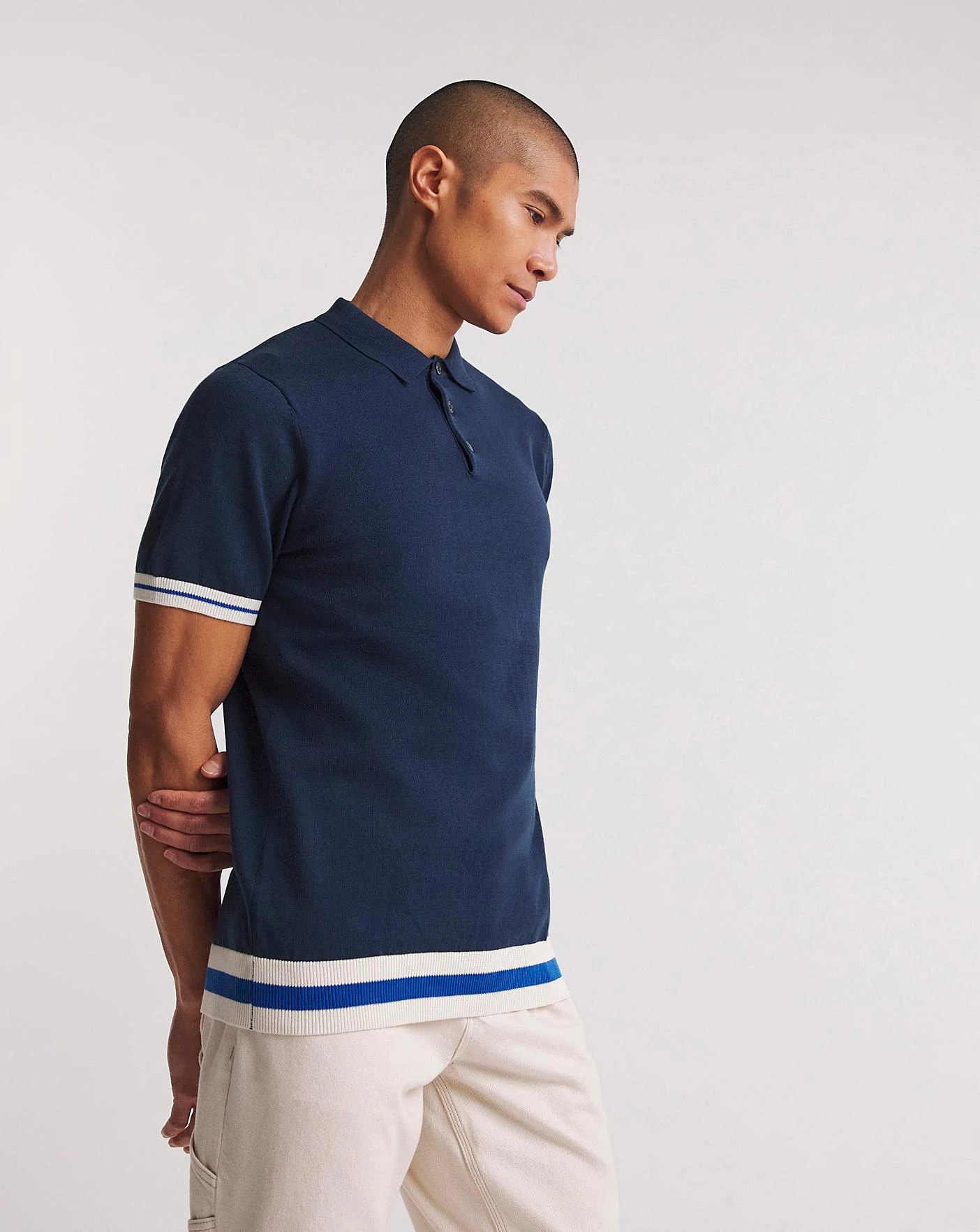 Navy Textured Rib Polo| Navy 2 Navy Textured Rib Polo| Navy - Image 2