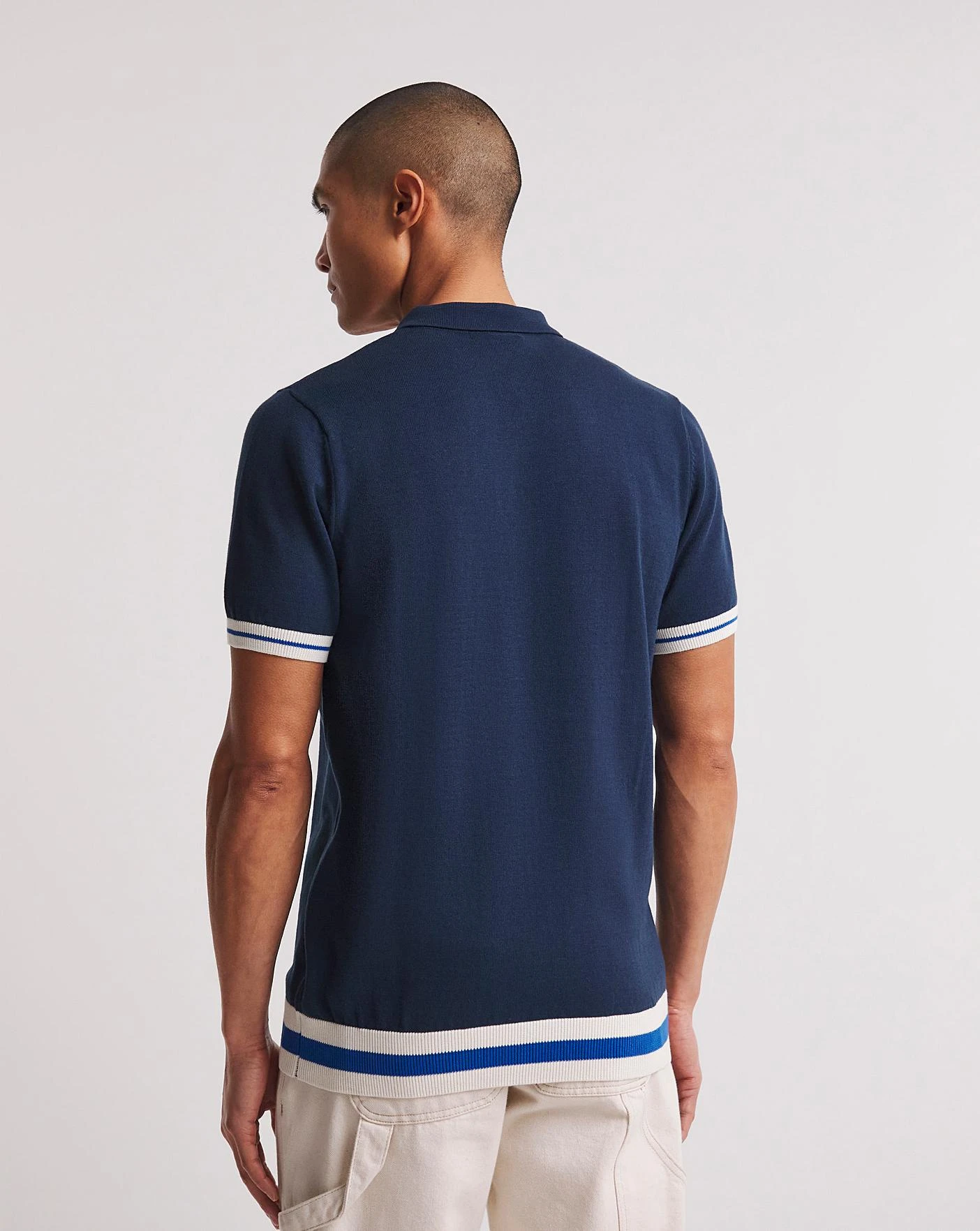Navy Textured Rib Polo| Navy 4 Navy Textured Rib Polo| Navy - Image 4